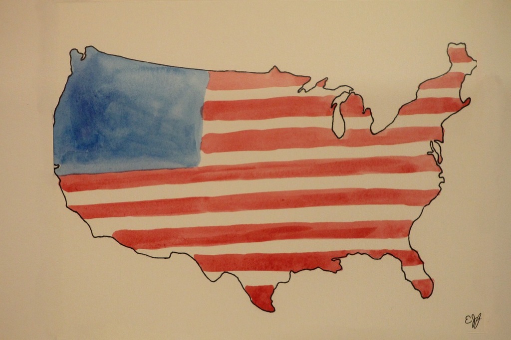 American Flag Drawing Photo - Drawing Skill
