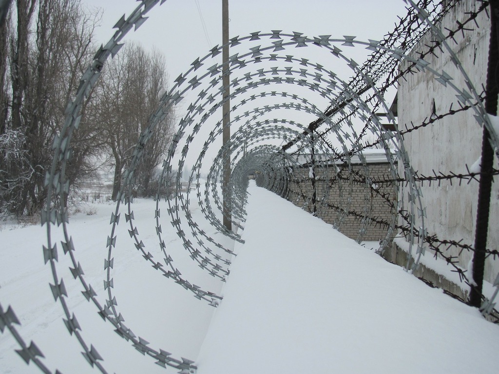 A piece of barbed wire sticks out of the ground on - PICRYL - Public Domain  Media Search Engine Public Domain Search