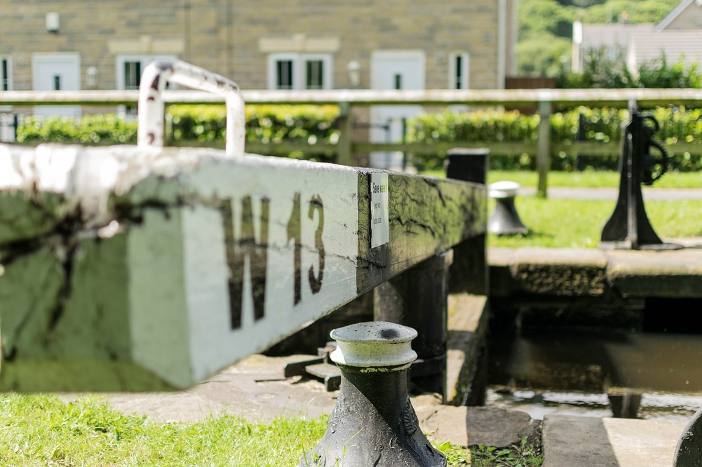 A close up of a lock on a canal. Canal locks waterway. - PICRYL ...