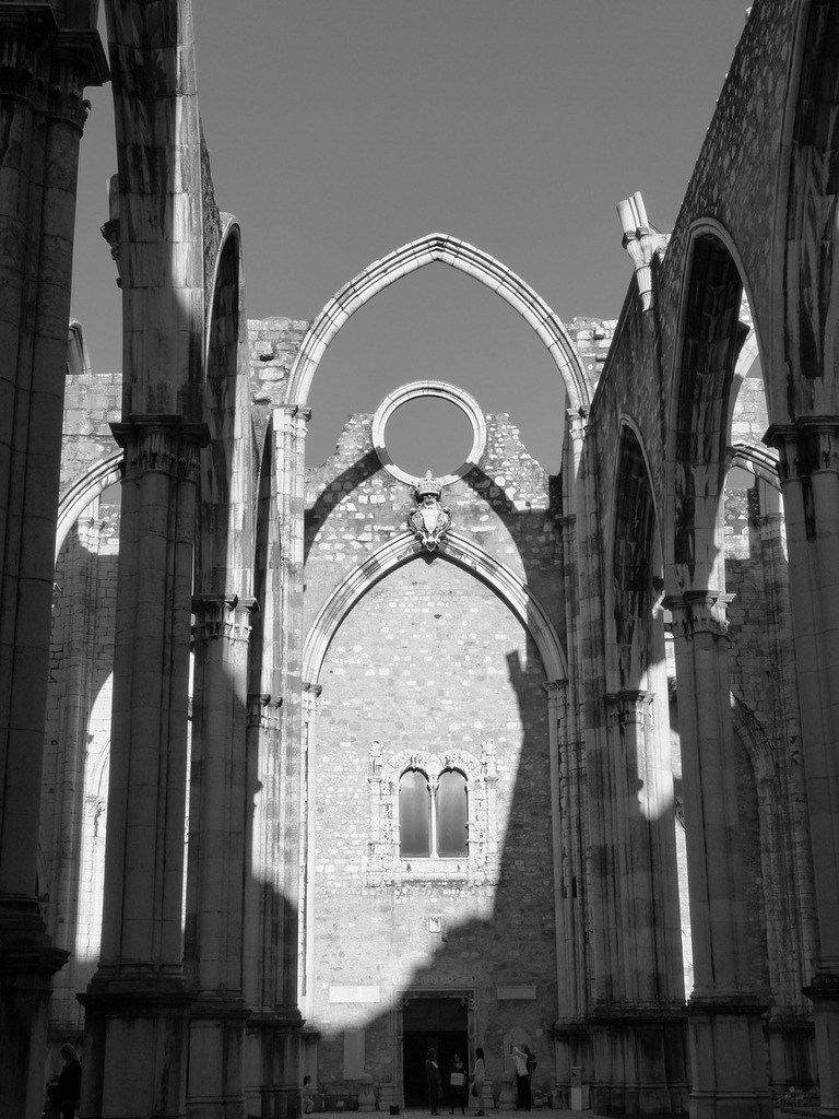 A black and white photo of a church. Convento do carmo former monastery  carmelite order. - PICRYL - Public Domain Media Search Engine Public Domain  Search