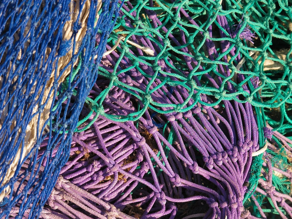 A pile of purple and green fishing nets. Fishing net network fishing. -  PICRYL - Public Domain Media Search Engine Public Domain Search