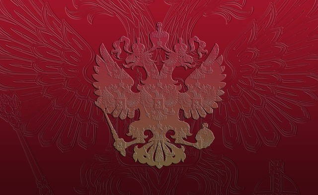 Free Russia flag+Gold Russian State coat of arms by CTGonYT on