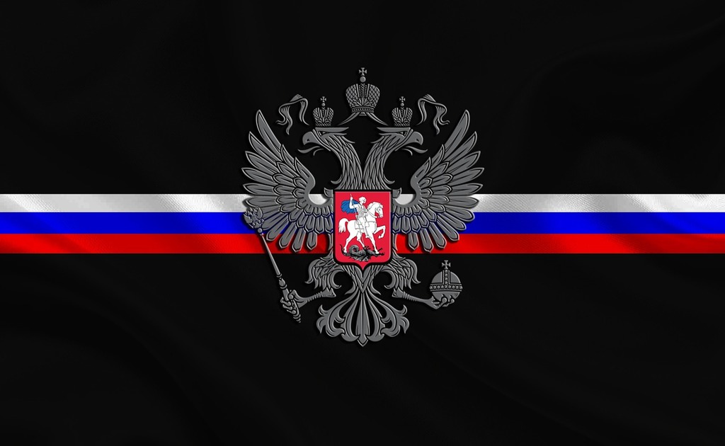 A 3d image of a coat of arms. Russian flag russian coat of arms