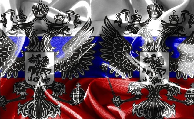 A flag with two headed eagles on it. Russian flag russian coat of arms  russian imperial eagle. - PICRYL - Public Domain Media Search Engine Public  Domain Search