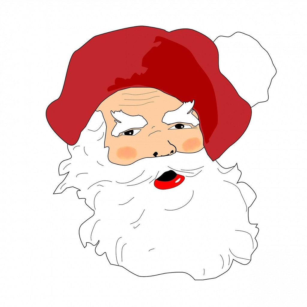Santa Claus Face Line Art - Line Drawing Of Father Christmas, HD Png  Download - kindpng